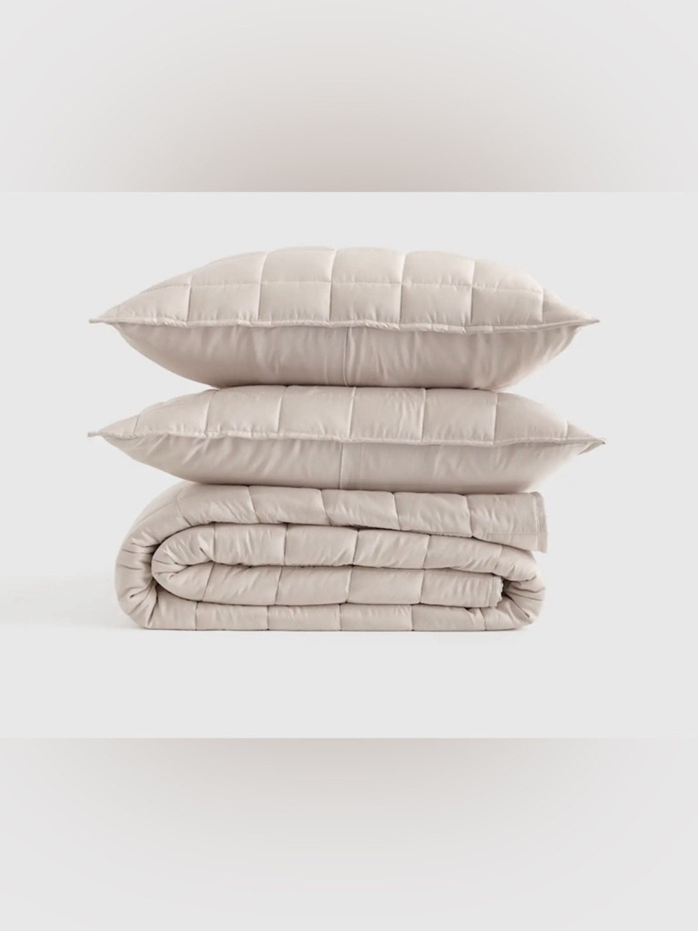 Quince Quilted Bamboo Box Quilt Set in Sand Size Queen